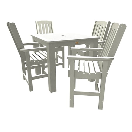 Highwood Usa Lehigh 5pc Square Counter Height Outdoor Patio Furniture Dining Set AD-CNL44-WHE